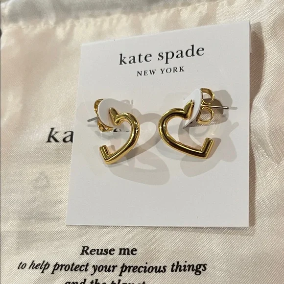 kate spade Gold Heart You Hoops/NWT - Picture 5 of 9